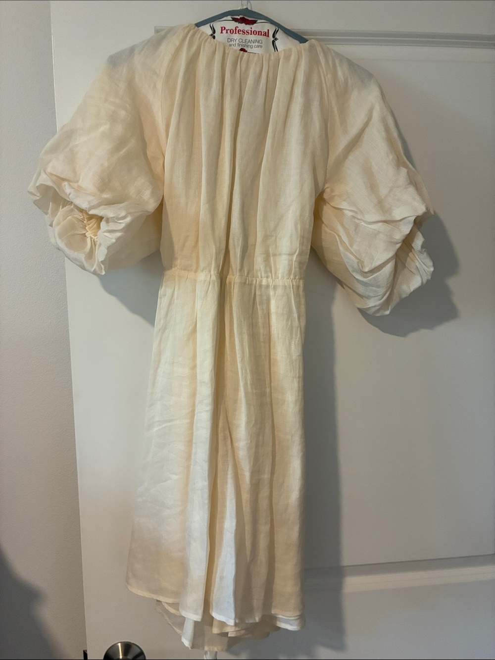 Banana Republic Ivory Ruffled Linen Dress